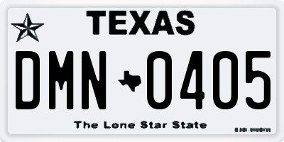 TX license plate DMN0405