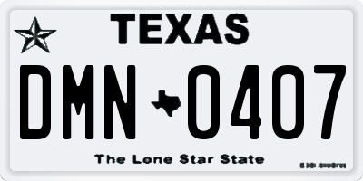 TX license plate DMN0407
