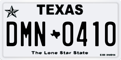 TX license plate DMN0410