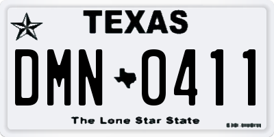 TX license plate DMN0411