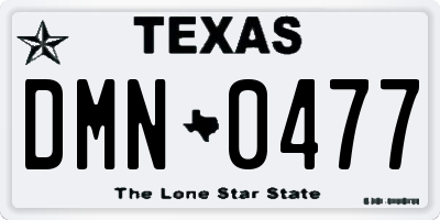 TX license plate DMN0477
