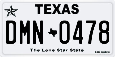 TX license plate DMN0478
