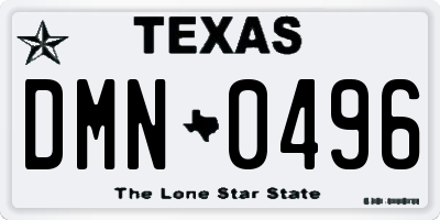 TX license plate DMN0496