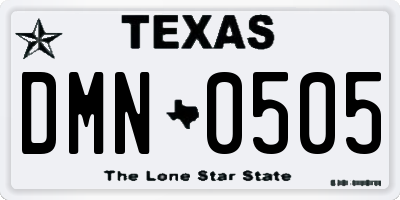 TX license plate DMN0505