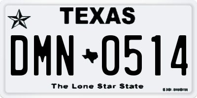 TX license plate DMN0514