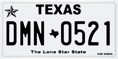 TX license plate DMN0521