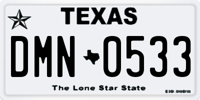 TX license plate DMN0533