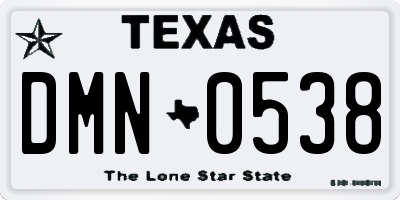 TX license plate DMN0538