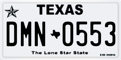 TX license plate DMN0553