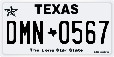 TX license plate DMN0567