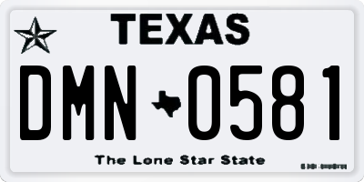 TX license plate DMN0581
