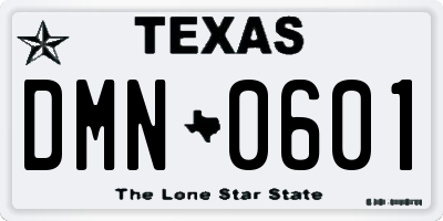 TX license plate DMN0601