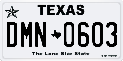 TX license plate DMN0603