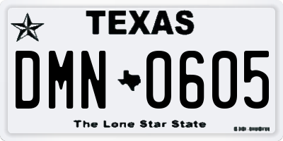 TX license plate DMN0605