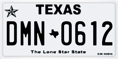 TX license plate DMN0612