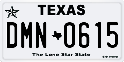 TX license plate DMN0615