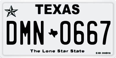 TX license plate DMN0667