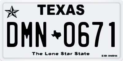 TX license plate DMN0671