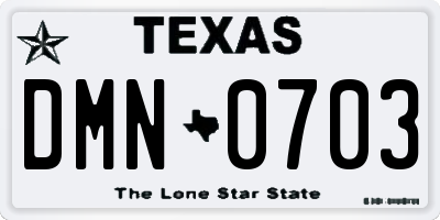 TX license plate DMN0703