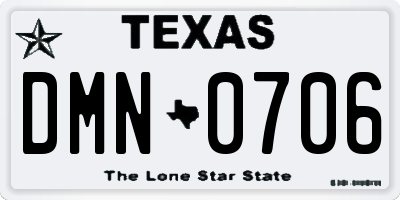 TX license plate DMN0706