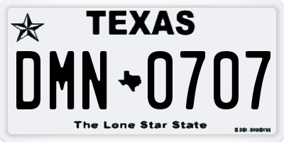 TX license plate DMN0707