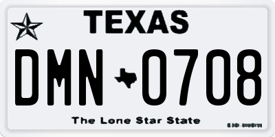 TX license plate DMN0708
