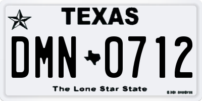 TX license plate DMN0712