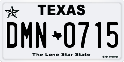 TX license plate DMN0715