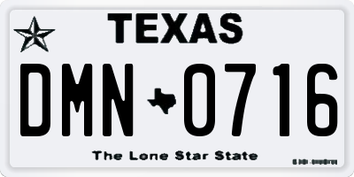 TX license plate DMN0716