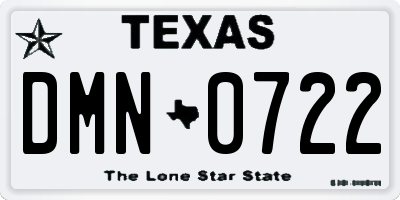 TX license plate DMN0722