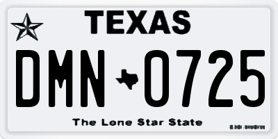 TX license plate DMN0725