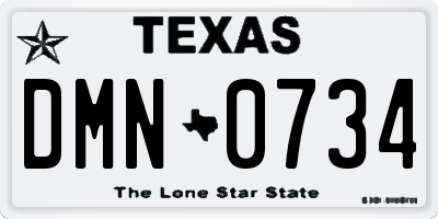 TX license plate DMN0734