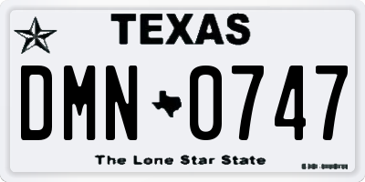 TX license plate DMN0747