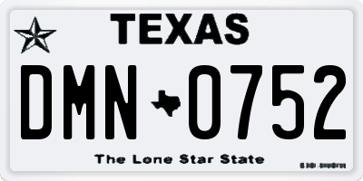 TX license plate DMN0752