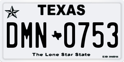 TX license plate DMN0753