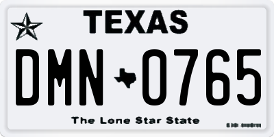 TX license plate DMN0765