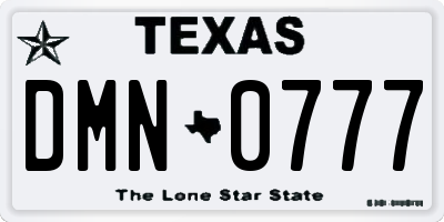TX license plate DMN0777
