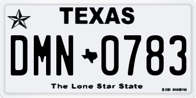 TX license plate DMN0783