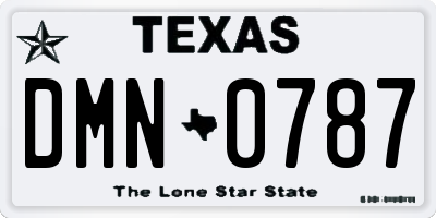 TX license plate DMN0787