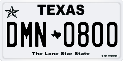 TX license plate DMN0800