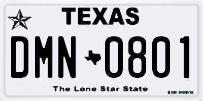 TX license plate DMN0801