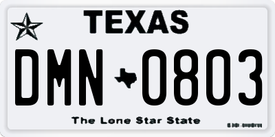 TX license plate DMN0803