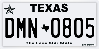 TX license plate DMN0805