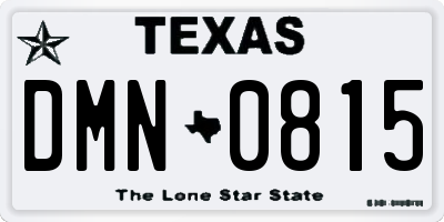 TX license plate DMN0815