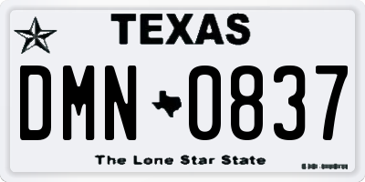 TX license plate DMN0837