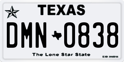 TX license plate DMN0838