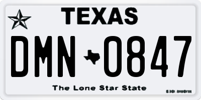 TX license plate DMN0847