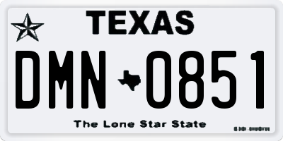 TX license plate DMN0851
