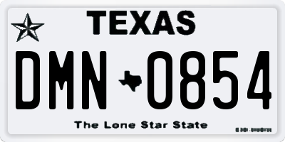 TX license plate DMN0854