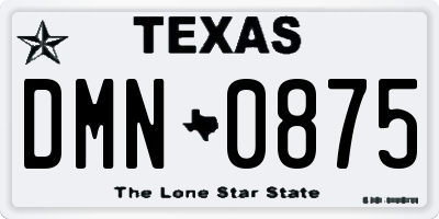 TX license plate DMN0875